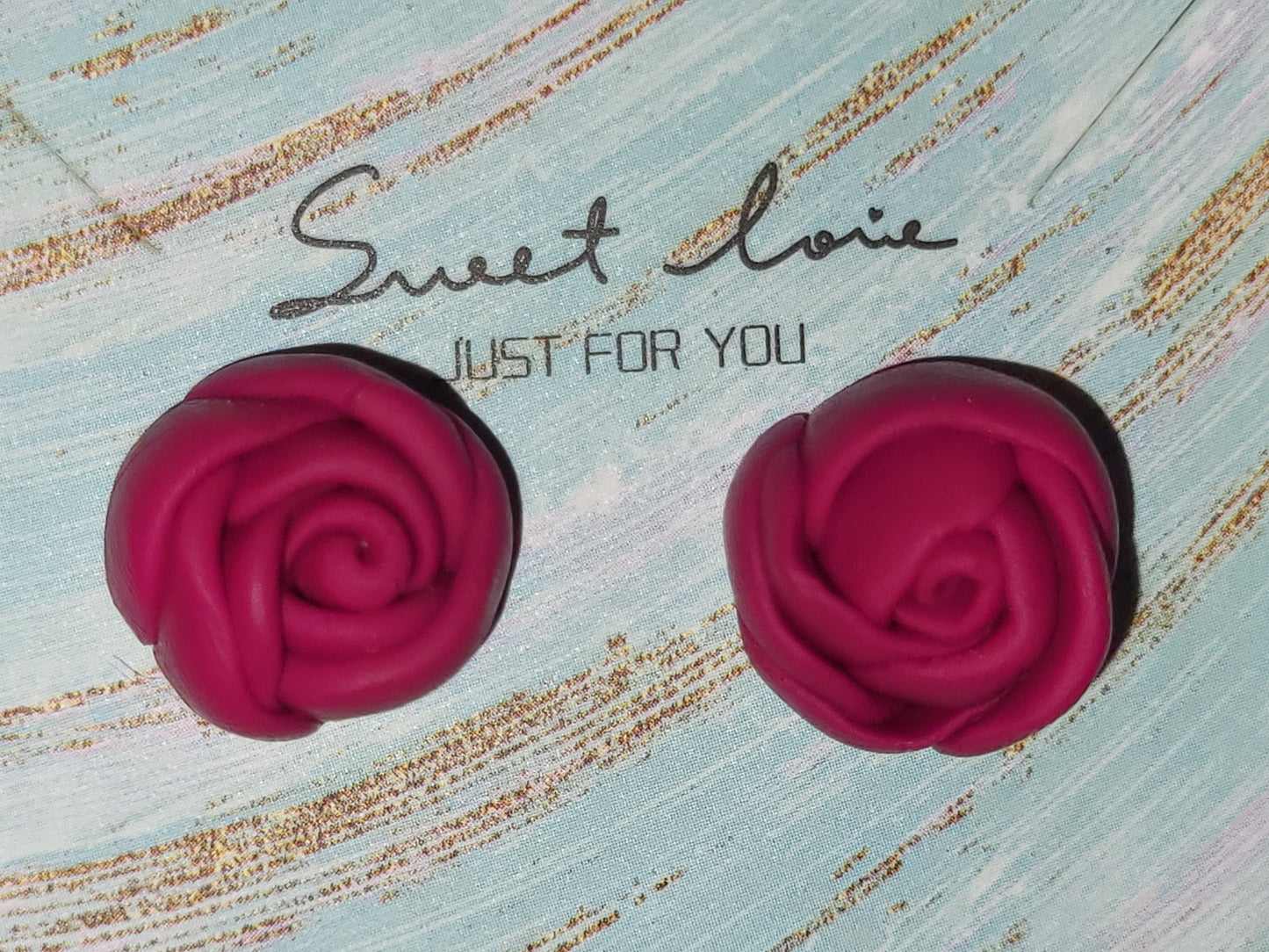 Homemade 3D rose earrings