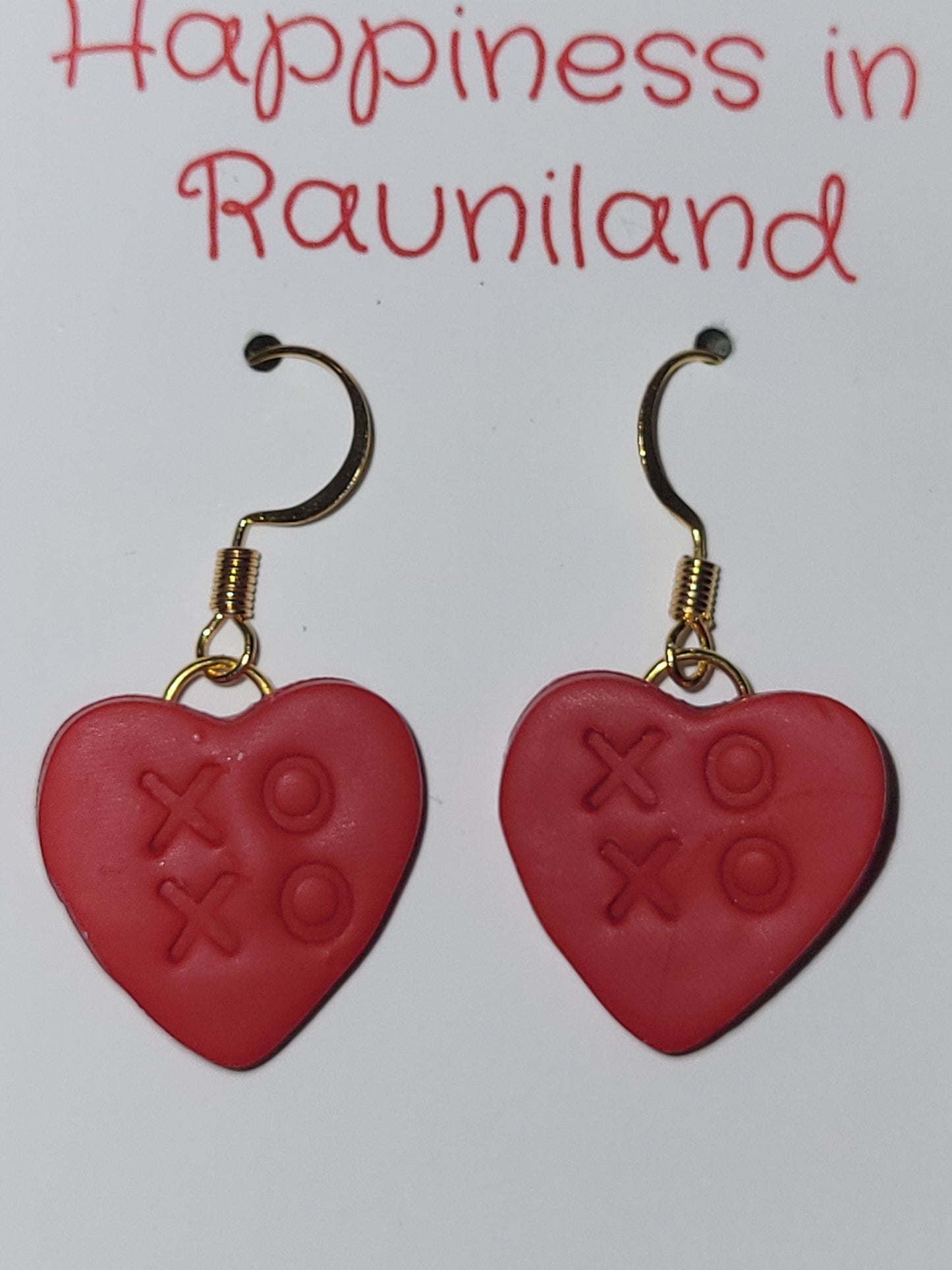 Handmade dangling "XOXO" earrings