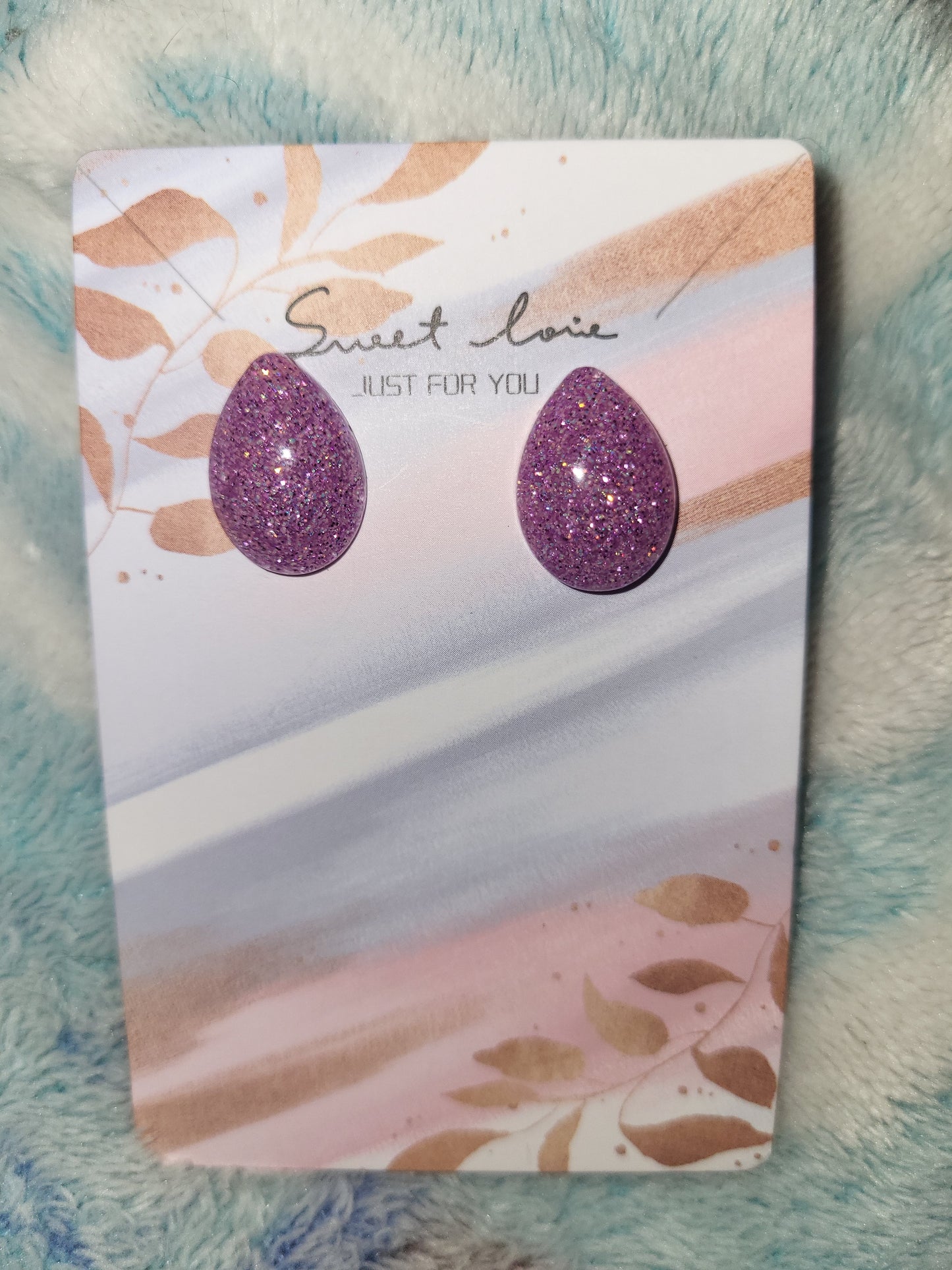 Purple/pink glitter earrings