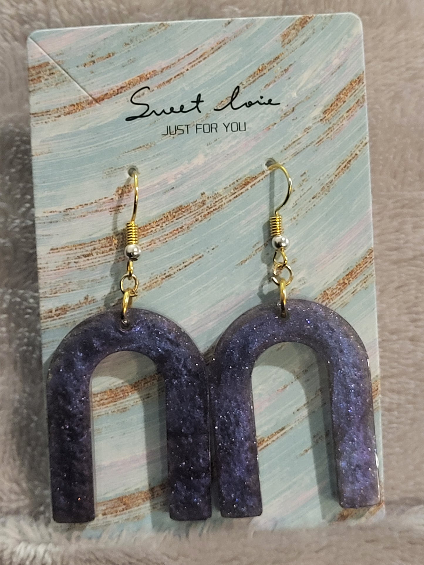 Homemade purple/blue dangling earrings