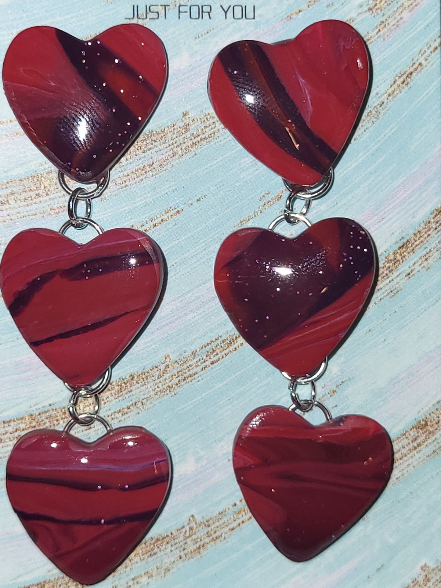 Valentine's day homemade jewelry π studs with dangling hearts