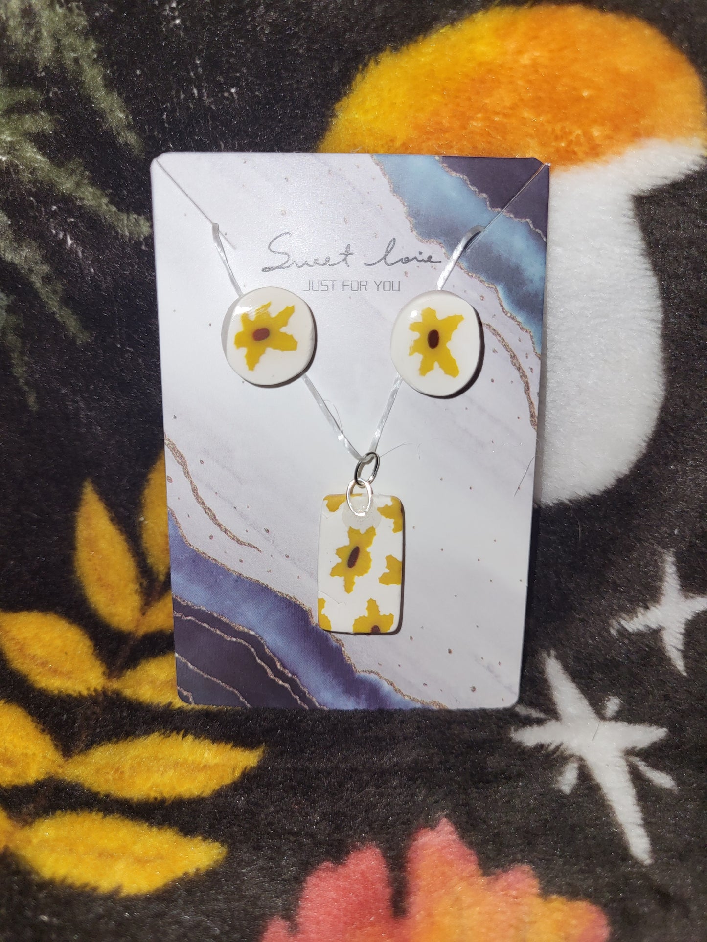 Sunflower earrings and charm