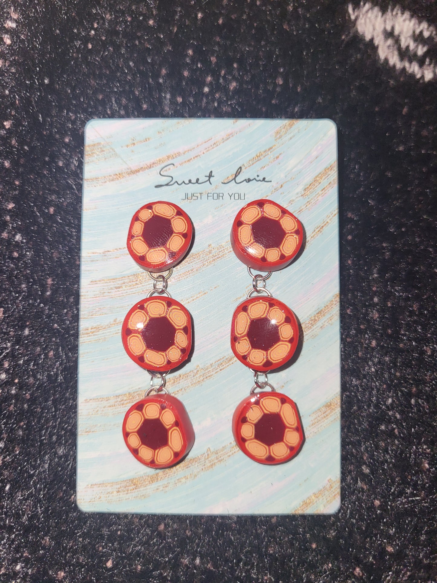 Homemade swirly flower earrings