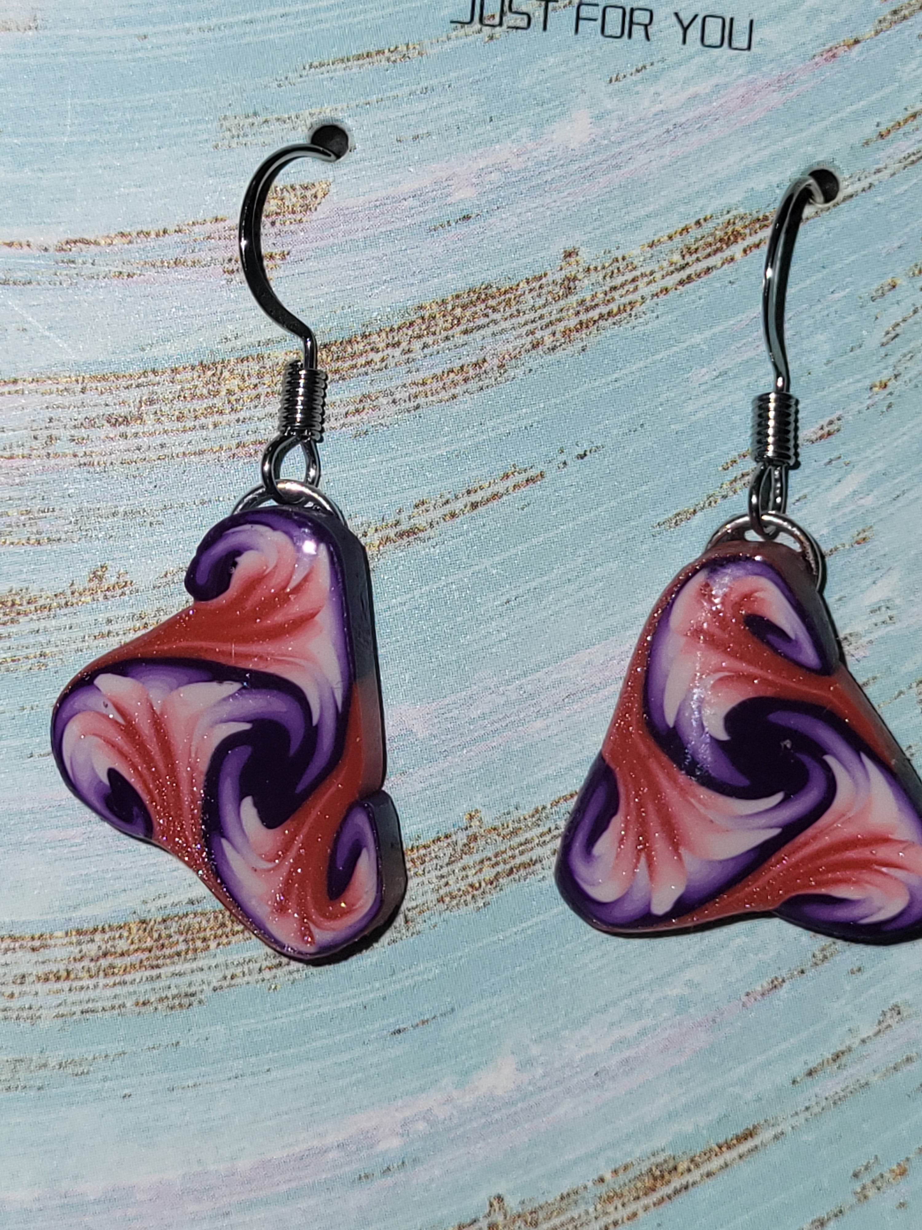 Homemade clay cane earrings