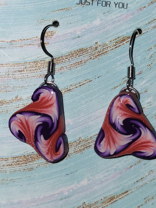 Homemade clay cane earrings