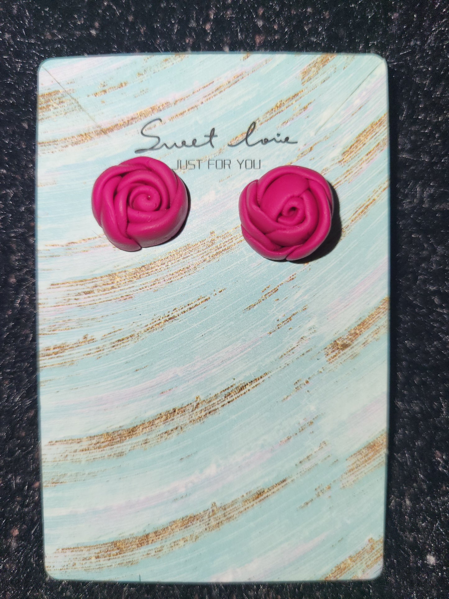 Homemade 3D rose earrings