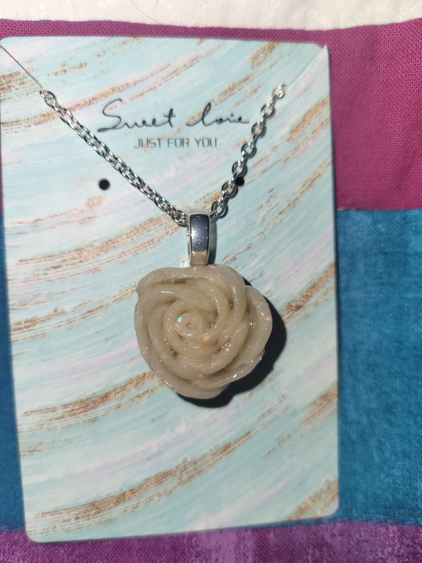 Handmade opal rose necklace