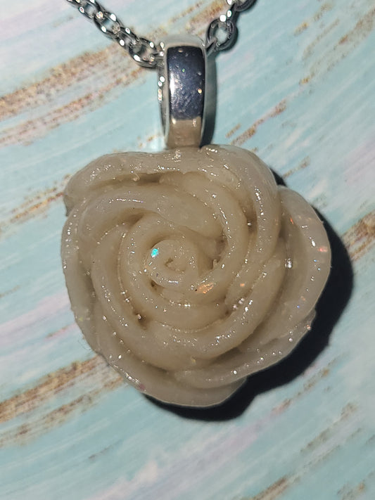 Handmade opal rose necklace