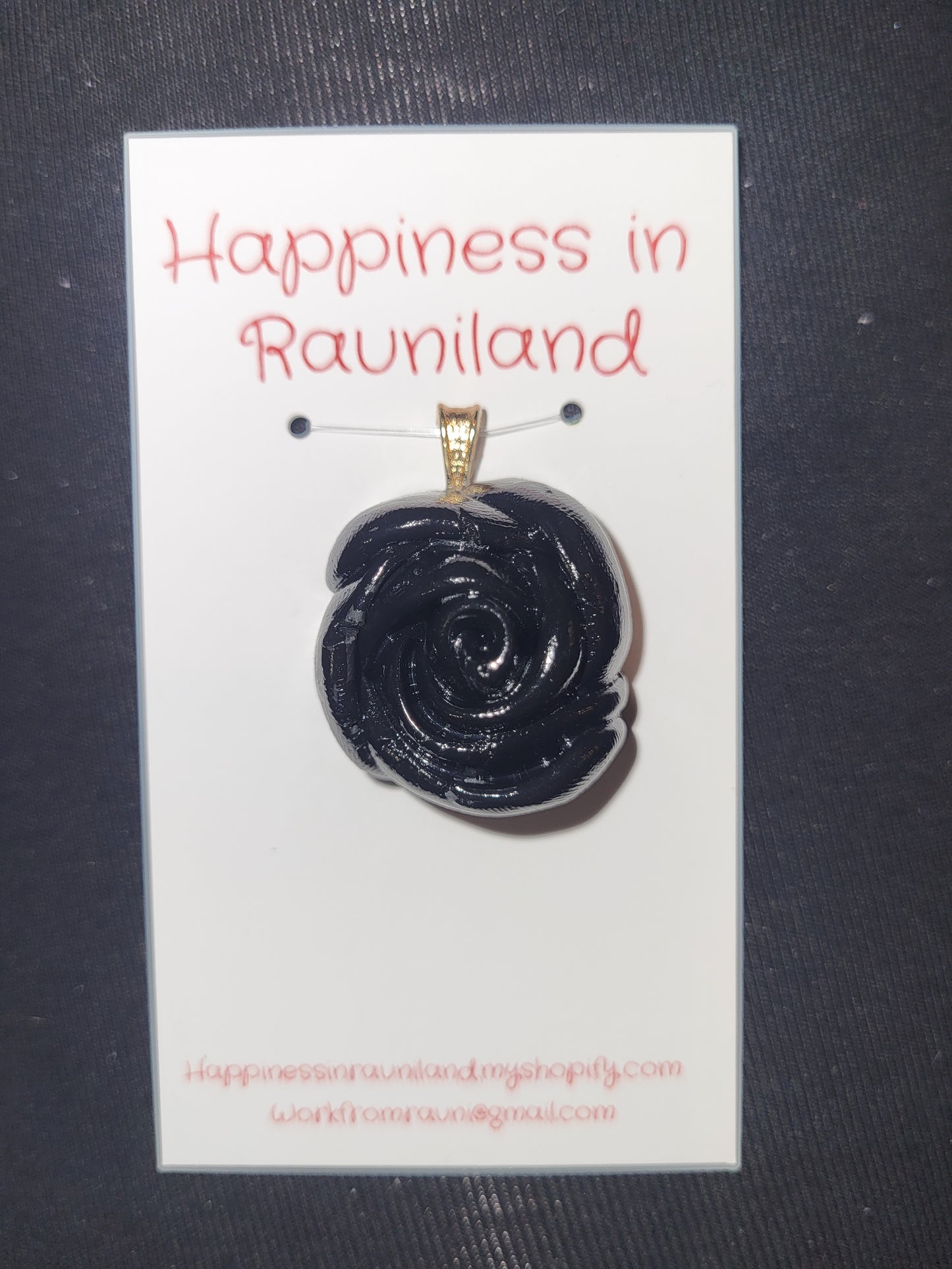 Handmade black rose charm
