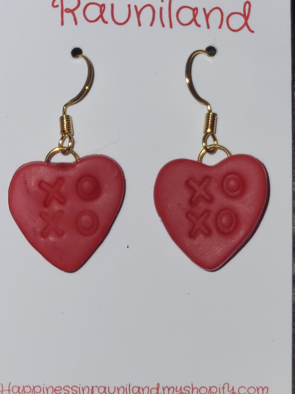 Handmade dangling "XOXO" earrings