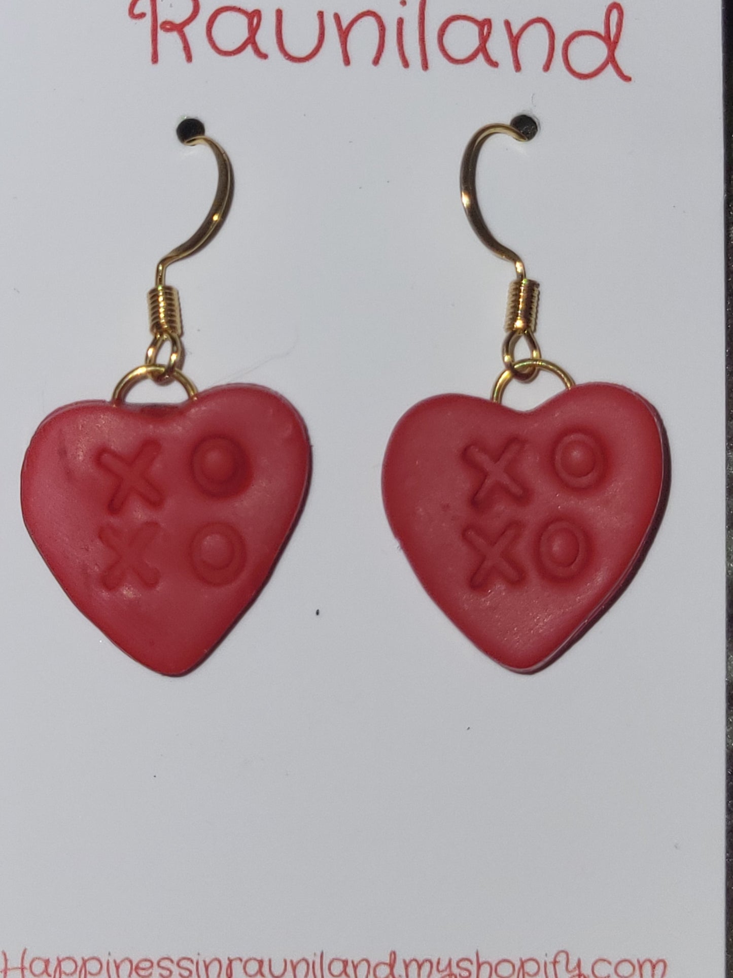 Handmade dangling "XOXO" earrings