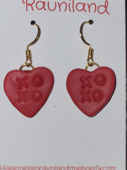 Handmade dangling "XOXO" earrings