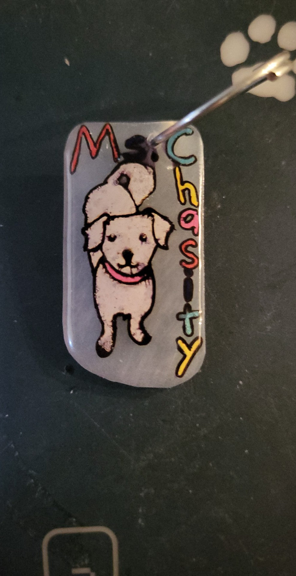 Name tag keychain with a big picture added