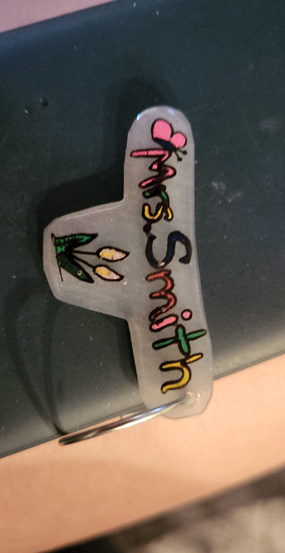 Name tag keychain with a big picture added