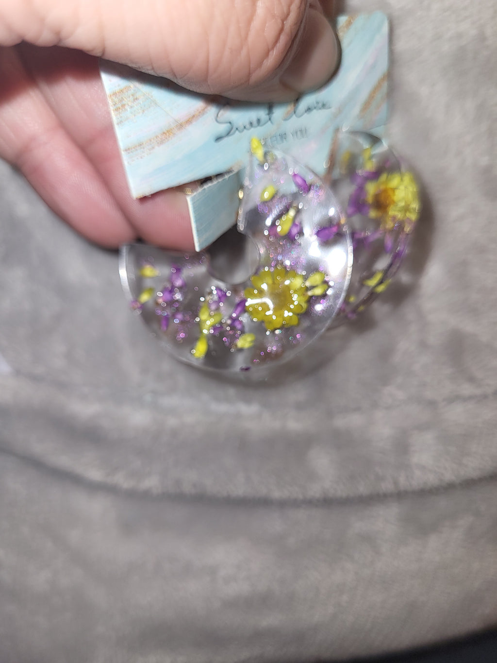 Homemade dried flower earrings