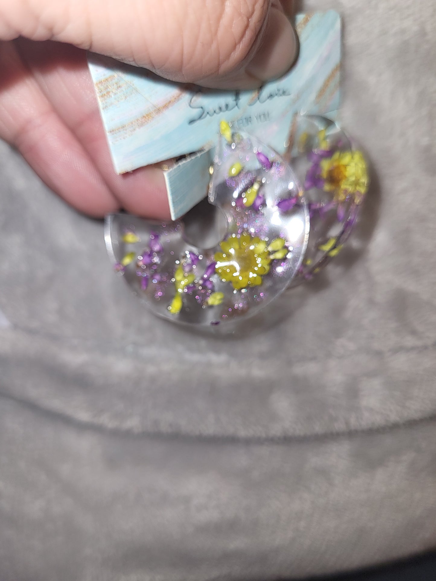 Homemade dried flower earrings