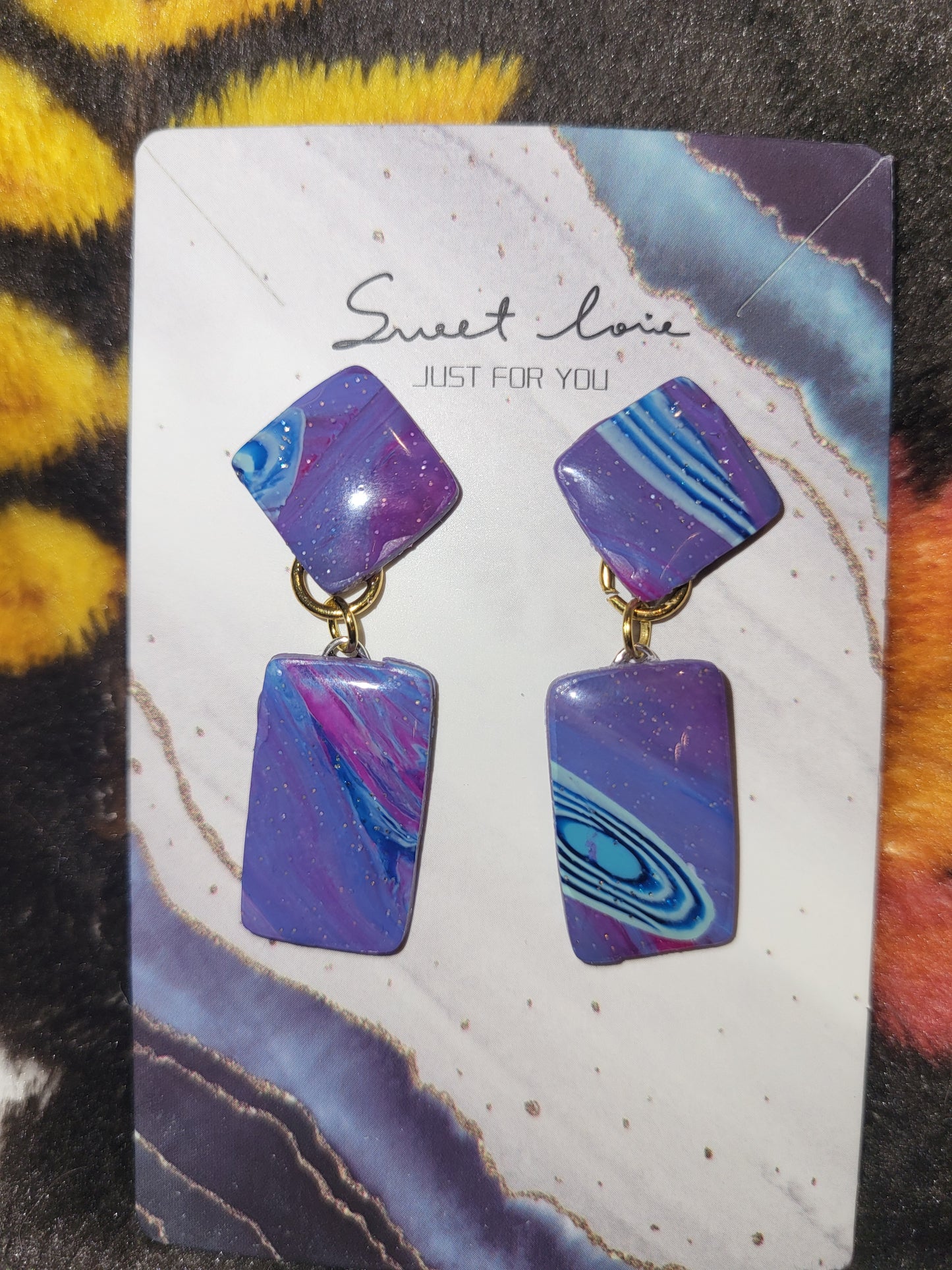 Handmade dangling studed earrings