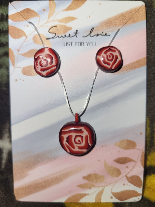 Handmade shimmery rose jewelry