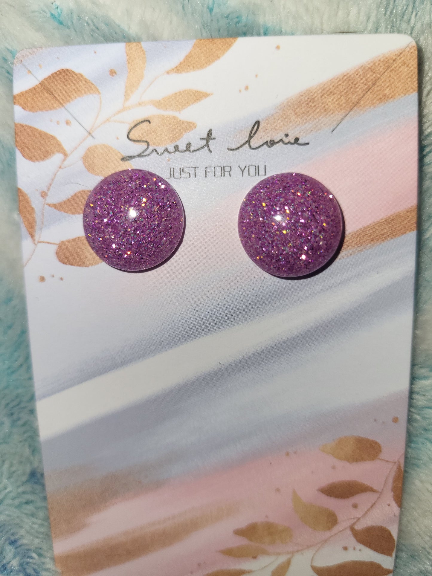 Purple/pink glitter earrings