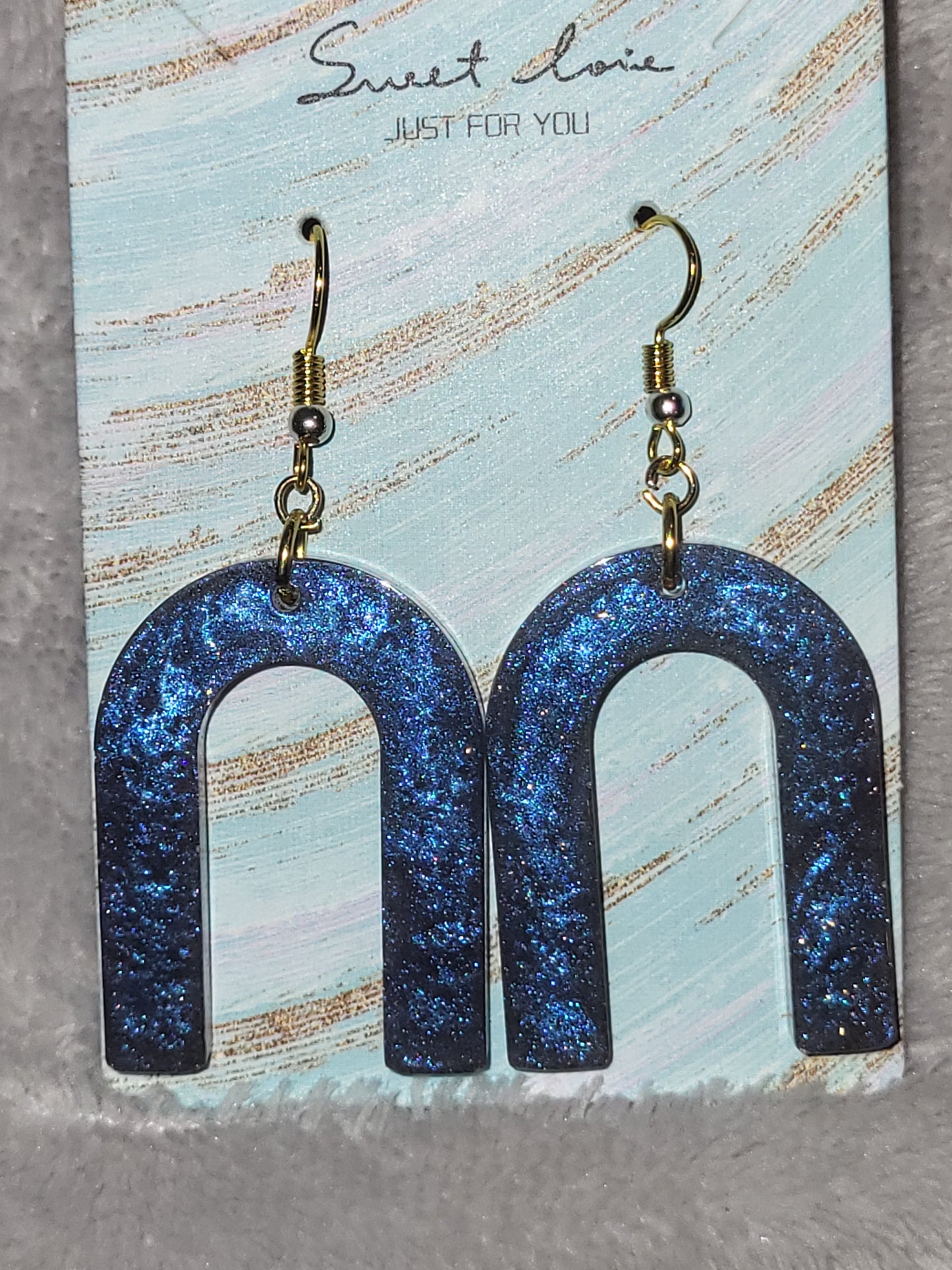 Homemade purple/blue dangling earrings