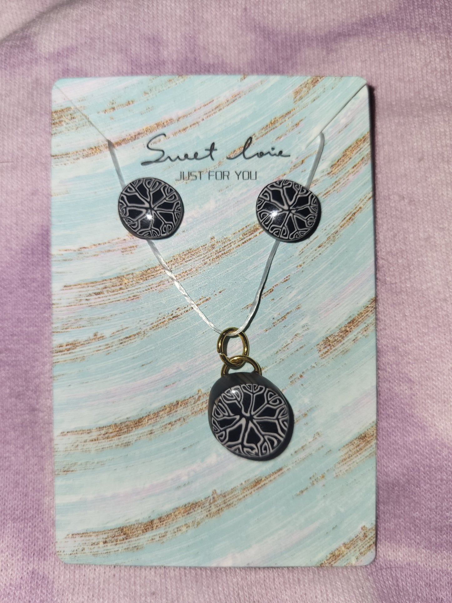 Homemade stud earrings & charm set