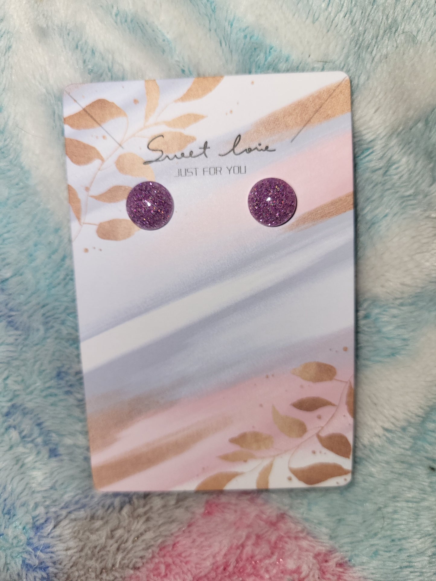 Purple/pink glitter earrings