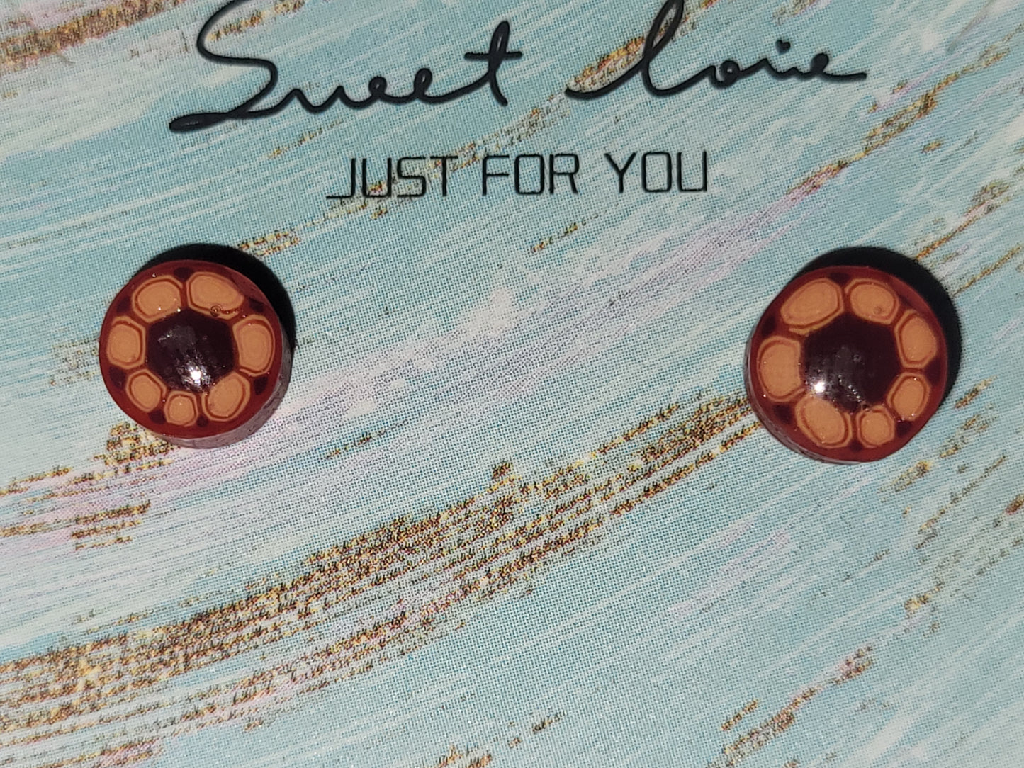 Homemade swirly flowers earrings