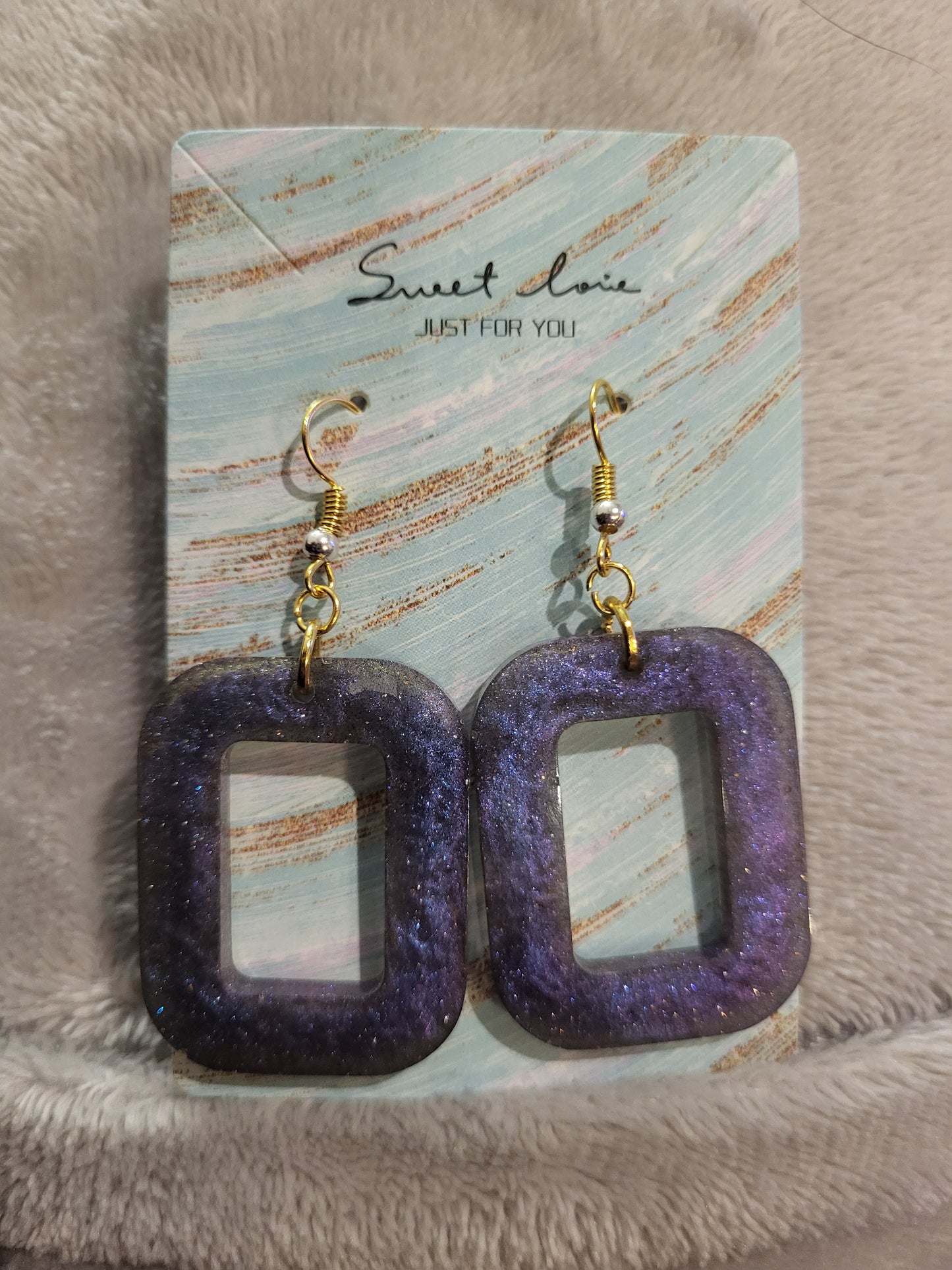 Homemade purple/blue dangling earrings