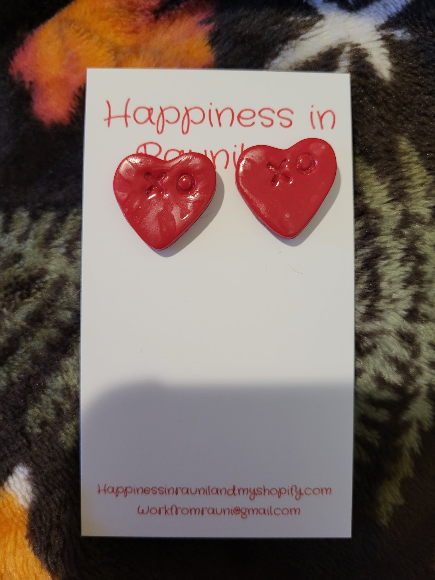 Handmade studed "XOXO" earrings