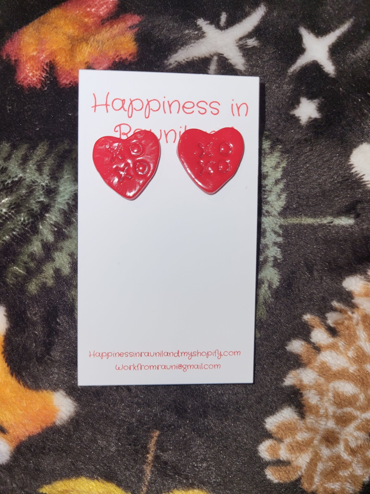 Handmade studed "XOXO" earrings