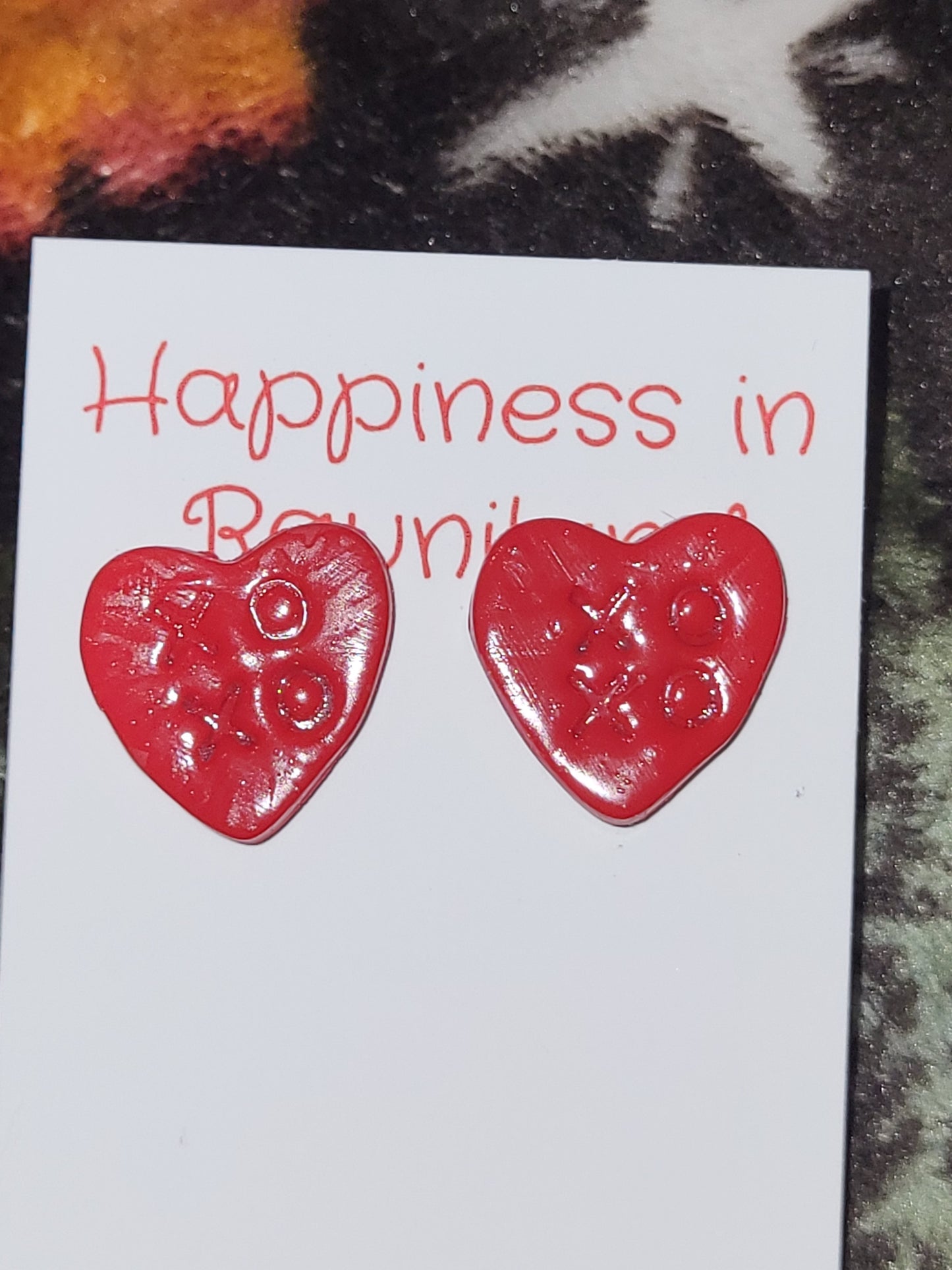 Handmade studed "XOXO" earrings