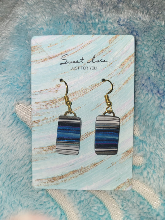 Homemade blue marble earrings