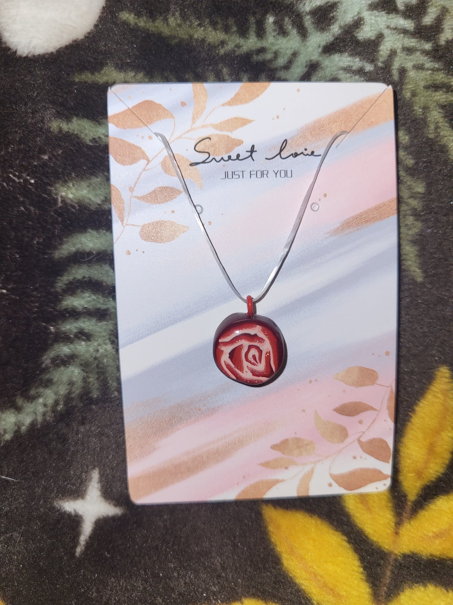 Handmade shimmery rose jewelry