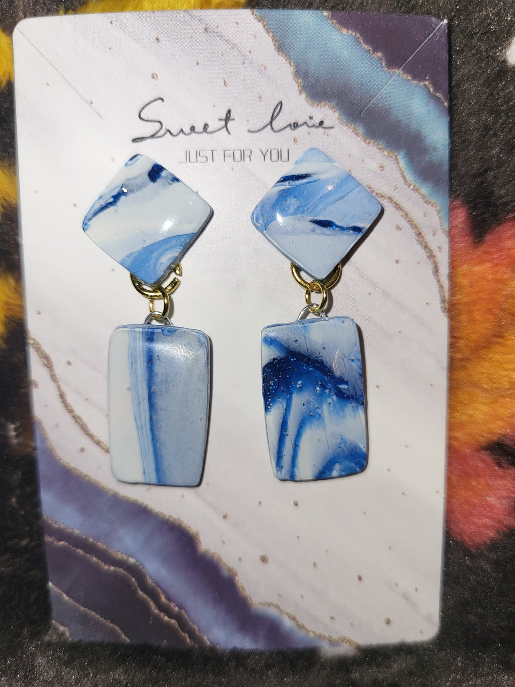 Handmade dangling studed earrings