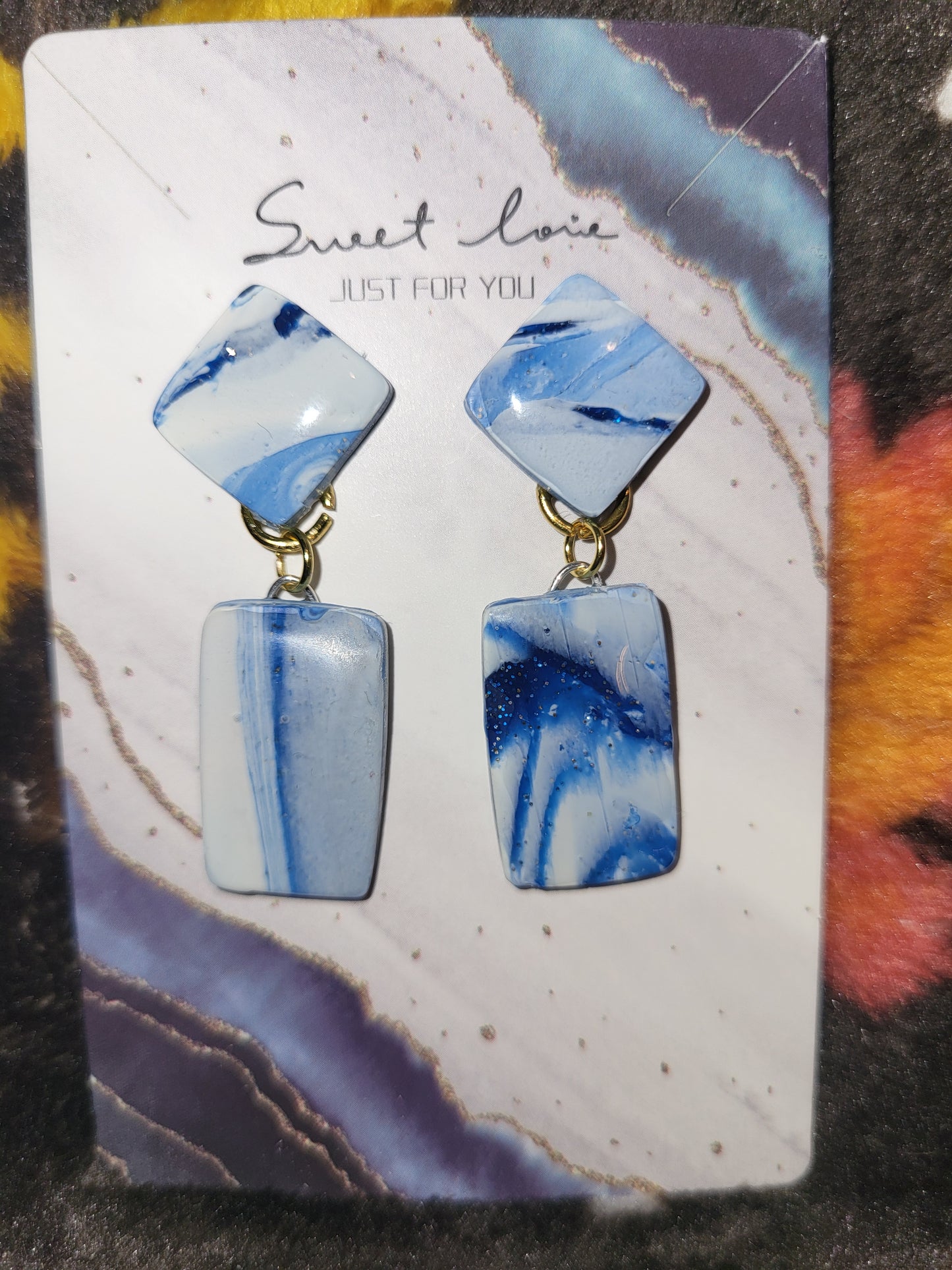 Handmade dangling studed earrings