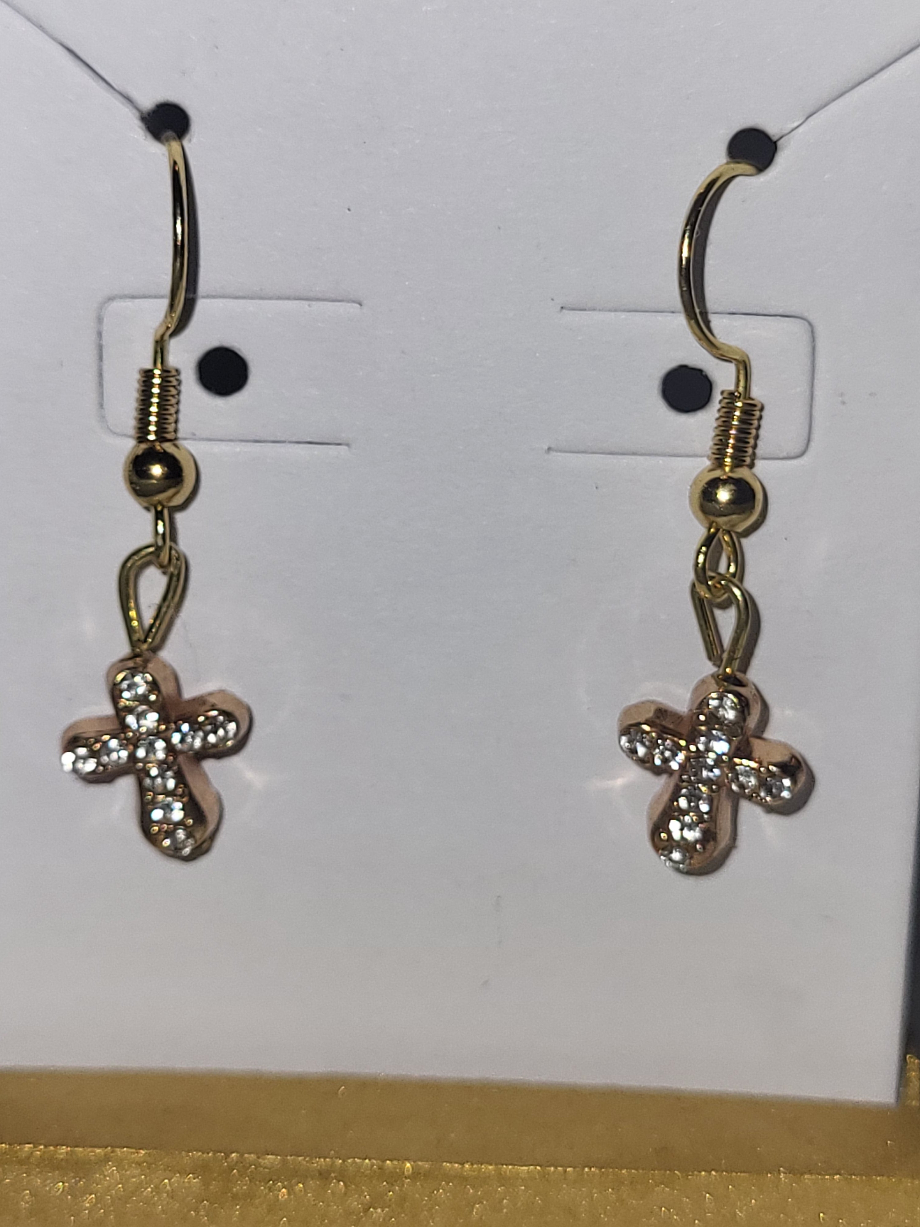 Cross earrings-gold