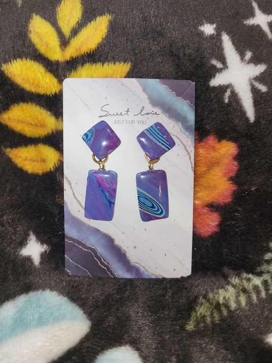 Handmade dangling studed earrings