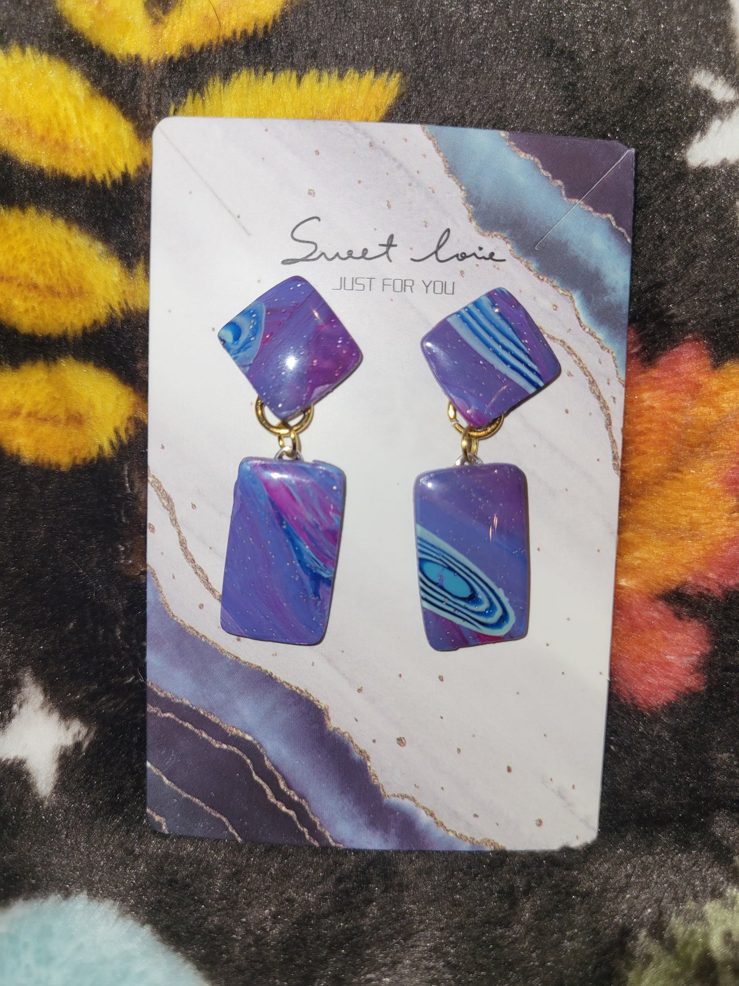 Handmade dangling studed earrings