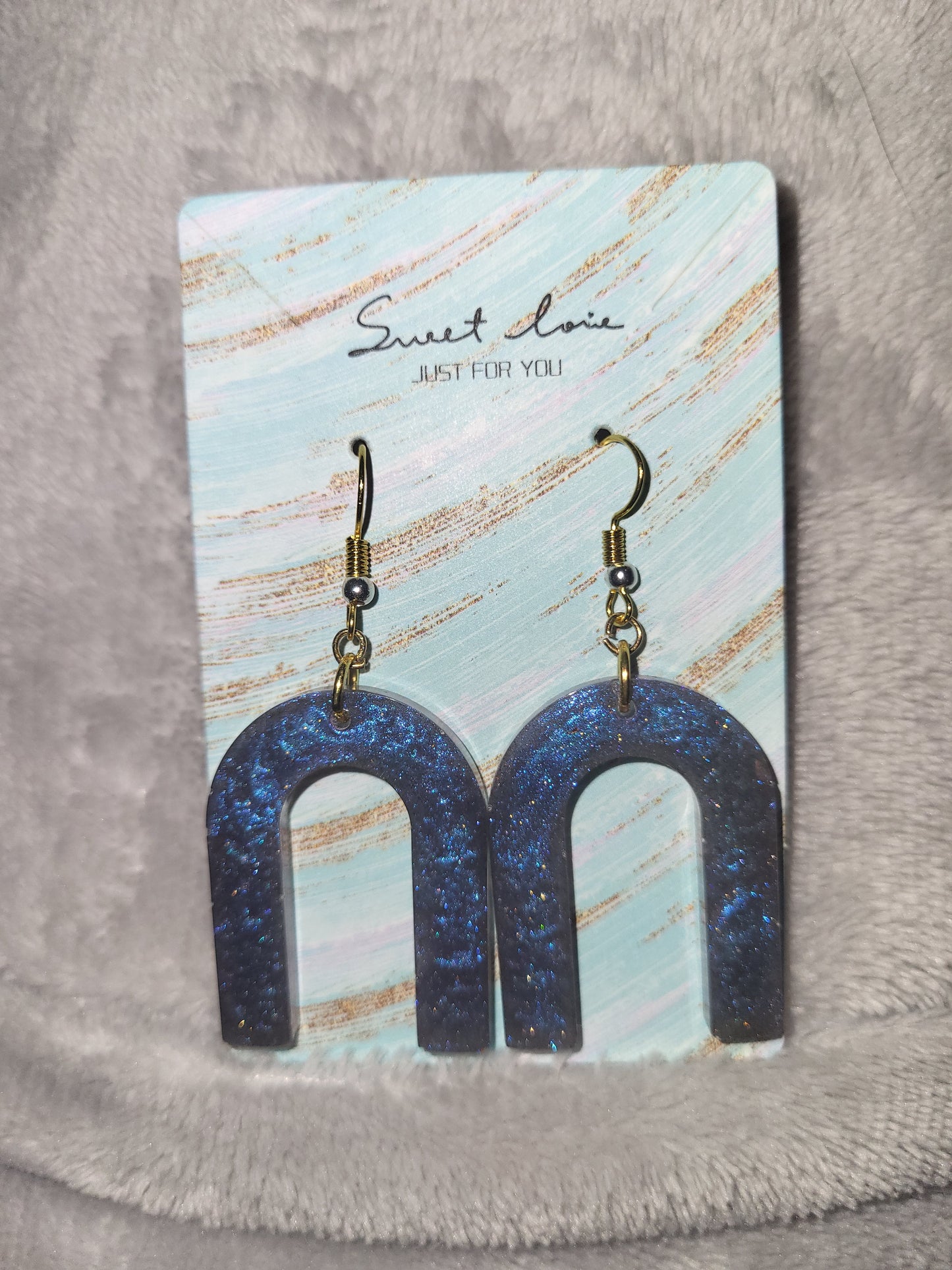 Homemade purple/blue dangling earrings