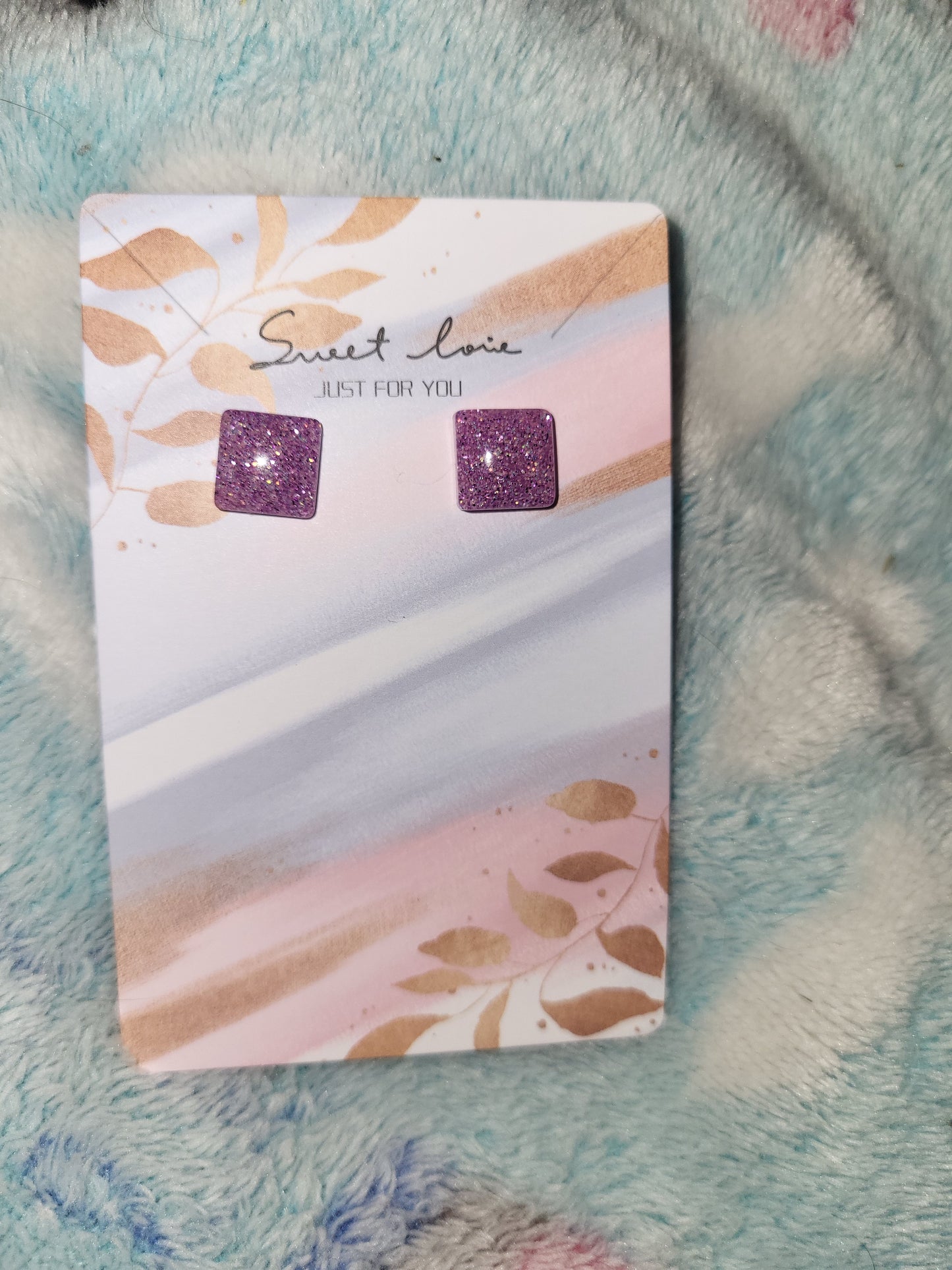 Purple/pink glitter earrings