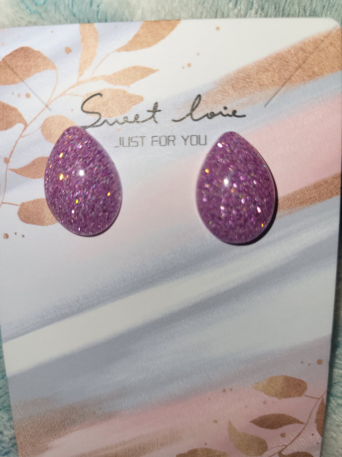 Purple/pink glitter earrings