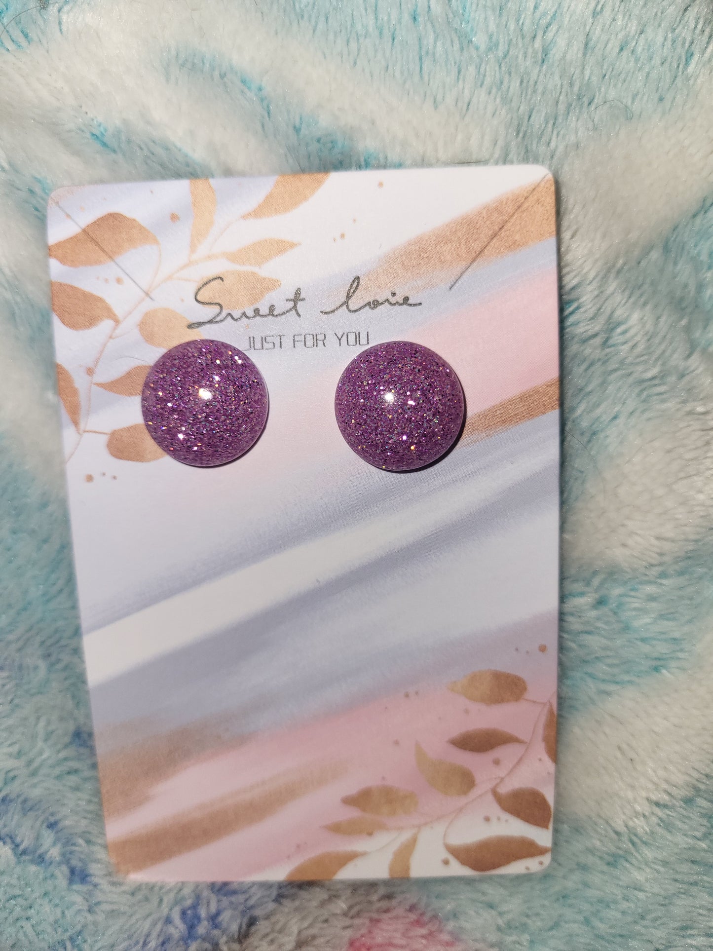 Purple/pink glitter earrings