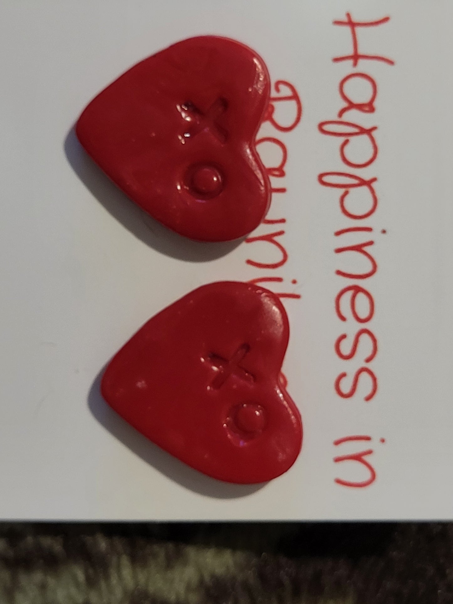 Handmade studed "XOXO" earrings