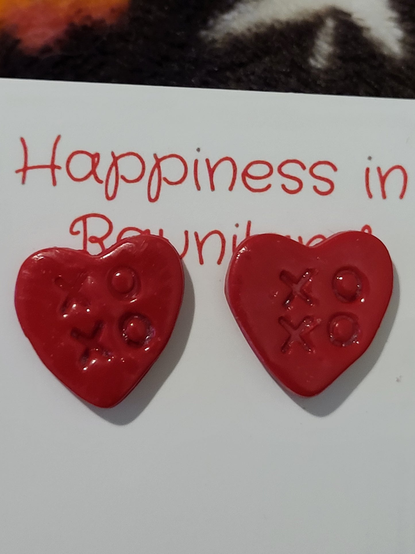 Handmade studed "XOXO" earrings