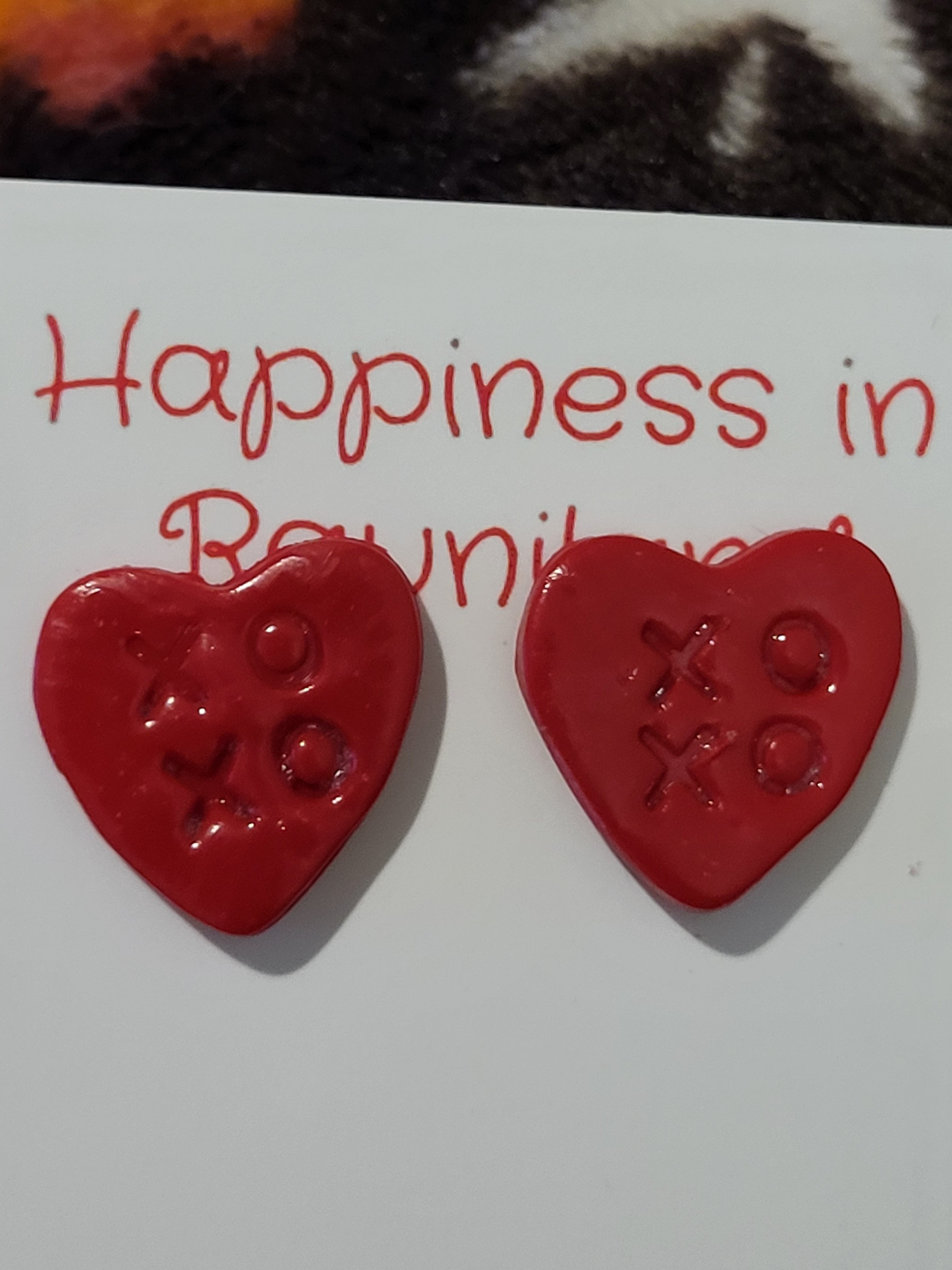 Handmade studed "XOXO" earrings