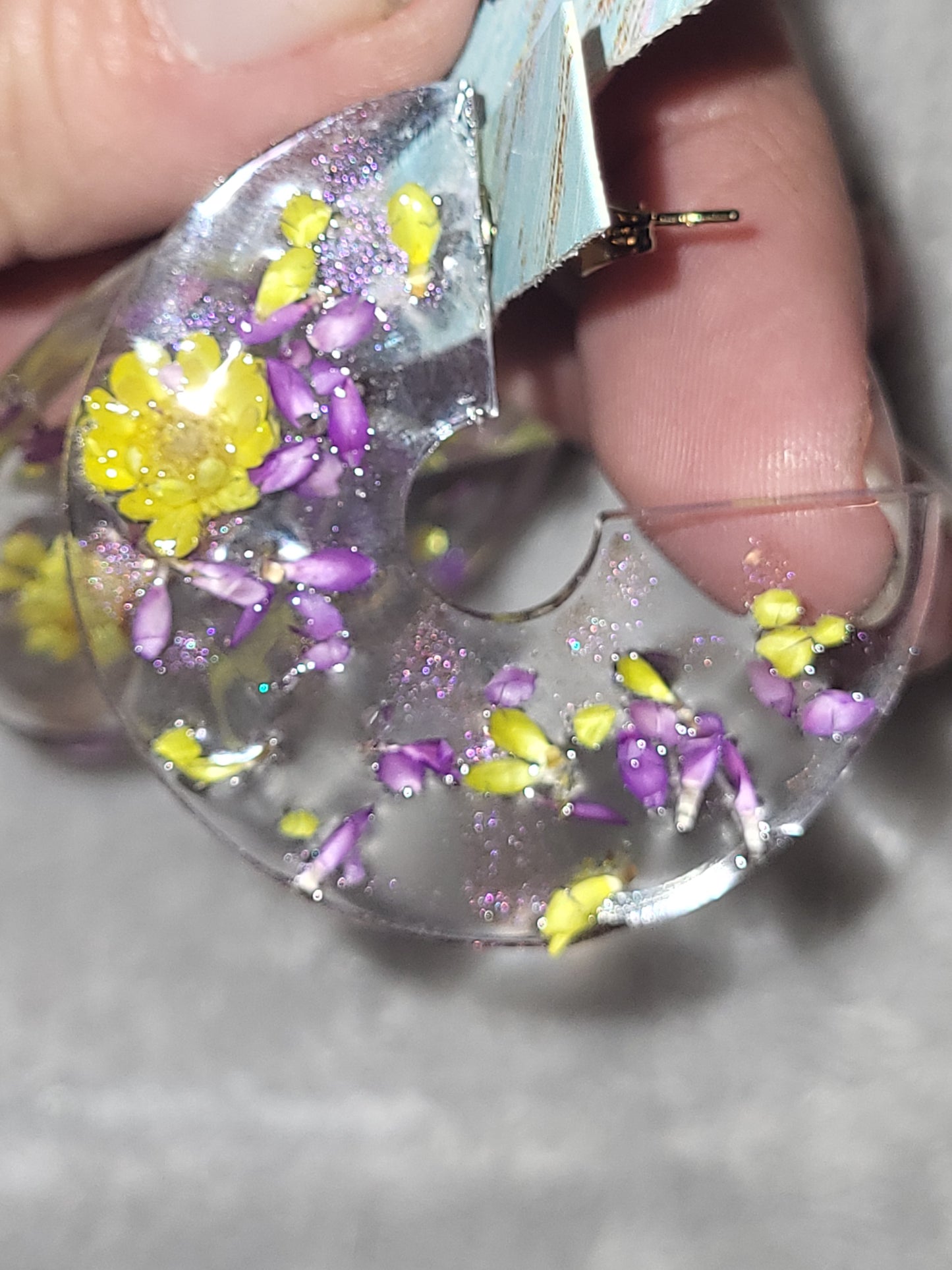Homemade dried flower earrings