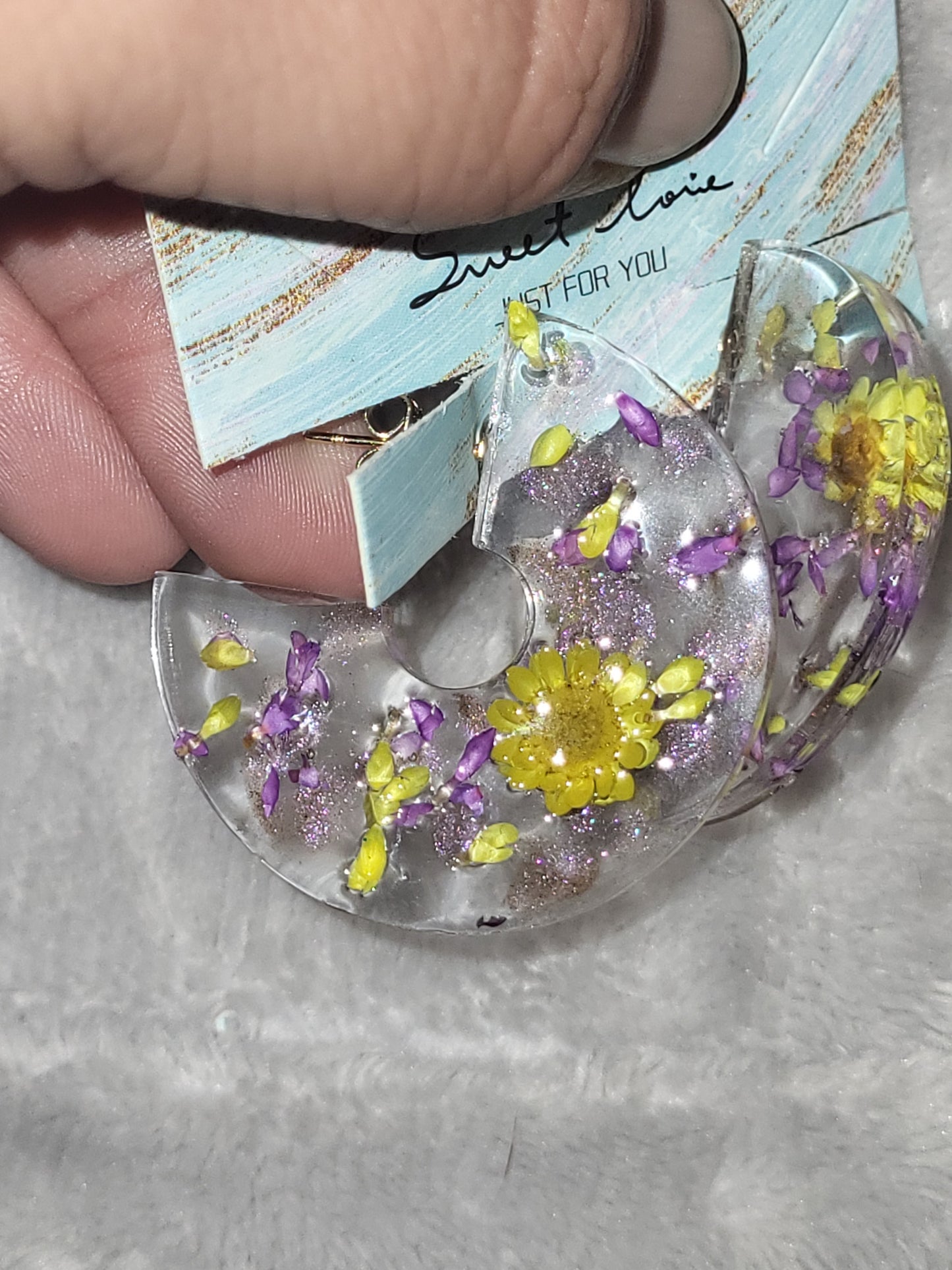 Homemade dried flower earrings