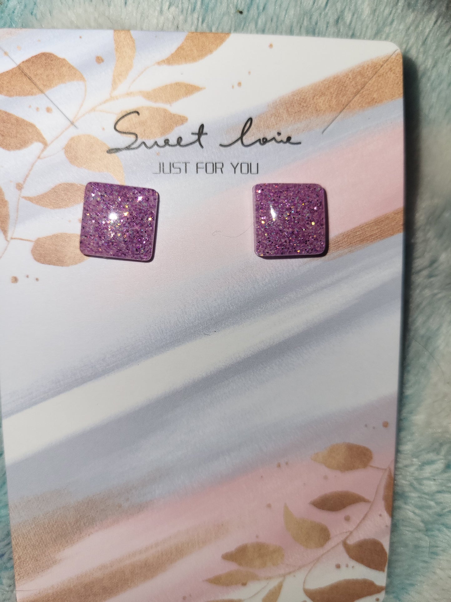 Purple/pink glitter earrings
