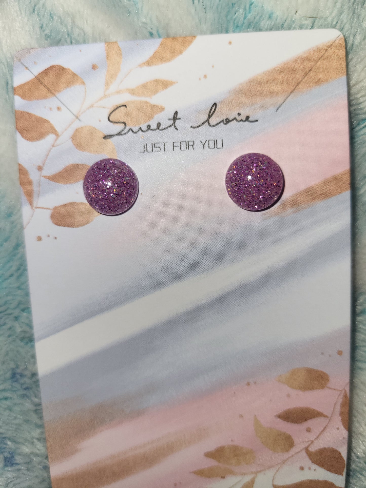 Purple/pink glitter earrings