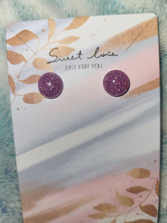 Purple/pink glitter earrings